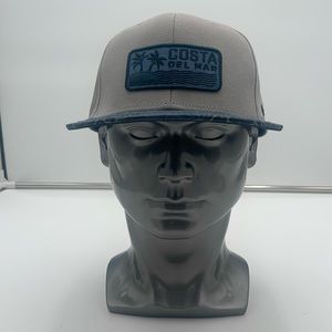 Costa Del Mar Patch Hat Floral Bill Spell Out Logo Snap Back Baseball Hat